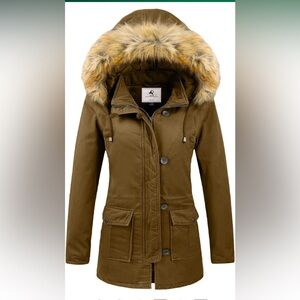 Women's Brown Hooded Jacket withOUT fur trim